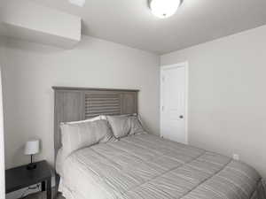 Bedroom with carpet flooring