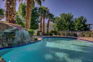 Waterfall poll and hot tub.