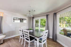 LVP flooring, fully stocked kitchen with  large dinette set to seat 7.