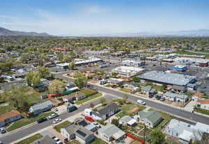 Aerial view of a mountain backdrop