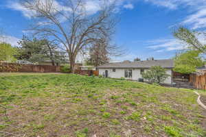 View of yard featuring a fenced backyard