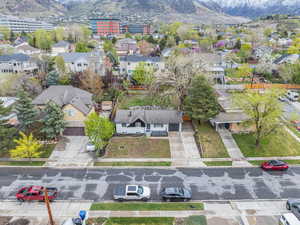 Aerial view featuring a mountain view and a residential view