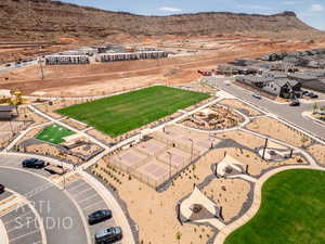 Bird's eye view featuring a mountain view and a residential view