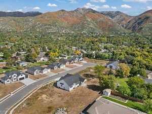 Drone / aerial view featuring a mountain view