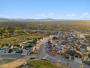 Drone / aerial view with a mountain view and a residential view