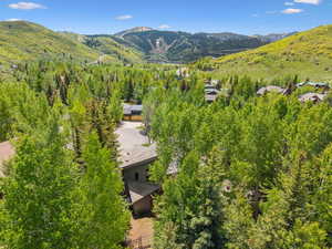 Aerial view of a mountainous background