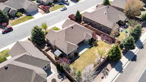 Bird's eye view with a residential view