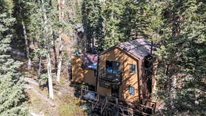 Bird's eye view featuring a view of trees