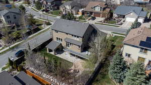 Bird's eye view with a residential view