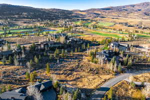 Drone / aerial view featuring a water and mountain view