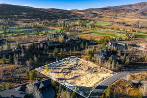 Bird's eye view with a water and mountain view