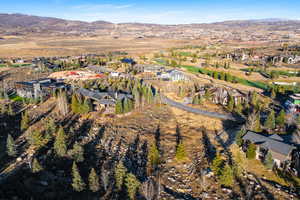 Birds eye view of property with a residential view and a mountain view