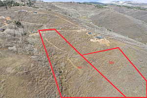 Birds eye view of property with a mountain view