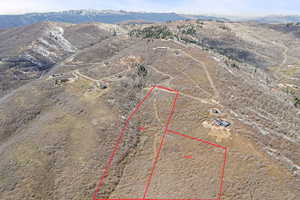 Aerial view featuring a mountain view