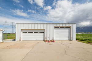 View of detached garage