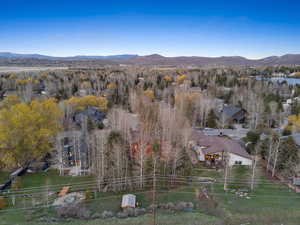 Drone / aerial view with a mountain view