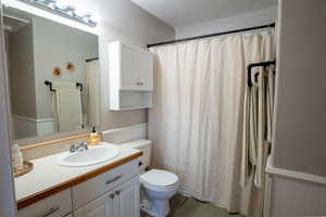 Bathroom with vanity and toilet