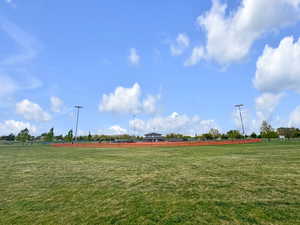 View of community with a yard and a rural view