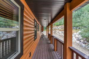 Wooden terrace with covered porch