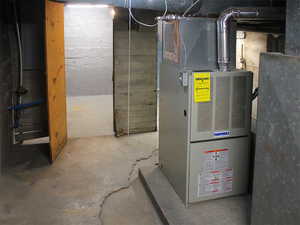 Utilities featuring furnace with new electrical panel in unfinished basement perfect for plenty of storage in White Door unit 2.