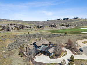 Drone / aerial view with view of golf course