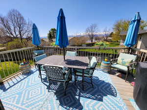 Wooden terrace with outdoor dining space
