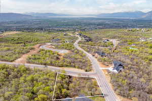 Bird's eye view with a mountain view