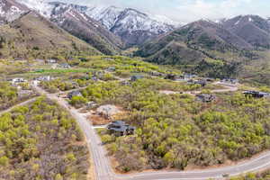 Drone / aerial view featuring a mountain view