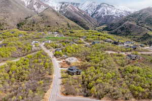 Drone / aerial view featuring a mountain view