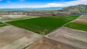 Aerial view with a water and mountain view