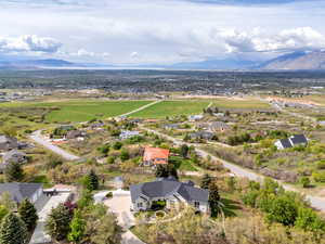Drone / aerial view with a mountain view and a residential view