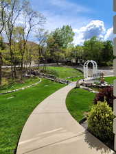 View of community featuring a yard