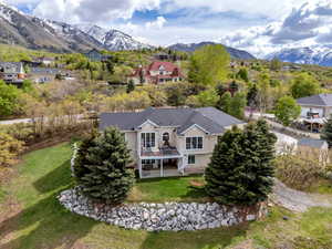 Drone / aerial view with a mountain view