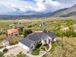 Drone / aerial view with a mountain view