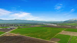 Birds eye view of property with a mountain view