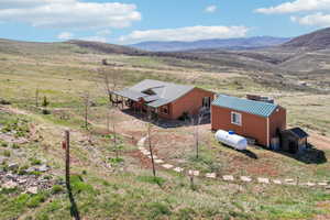 Bird's eye view with a rural view and a mountain view