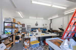 featuring a workshop area