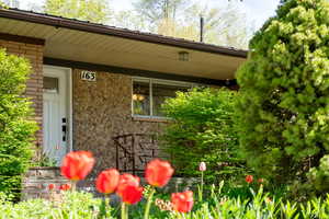 Property entrance with brick siding