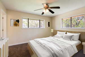 Virtually staged primary bedroom