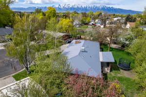 Aerial view featuring a mountain view