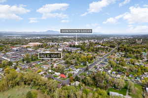 Birds eye view of property with a mountain view