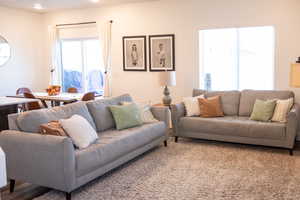Living room with recessed lighting