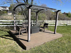 Deck with a lawn and fence