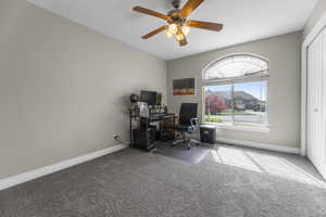 One of three main level bedrooms with neutral fresh paint and newer carpet