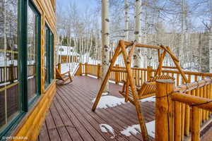 View of snow covered deck
