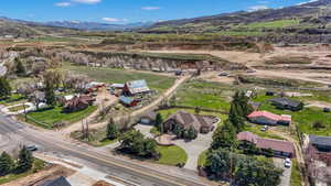Drone / aerial view with a mountain view