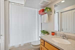 Full Bathroom, Hickory wood cabinetry.