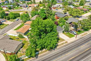 Aerial perspective of suburban area