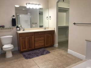 Primary bathroom with dual vanity
