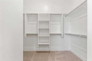 Spacious closet with carpet flooring